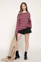 Long Sleeve Asymmetric Stripe Top
