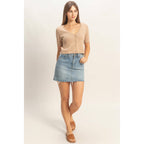 V-Neck Cropped Button Cardigan