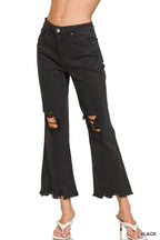 `Acid Wash High Waist Distressed Straight Leg Pants