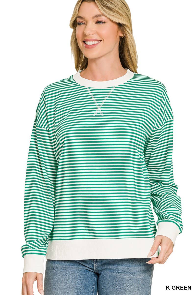 Striped Rib Banded Pullover