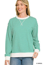 Striped Rib Banded Pullover