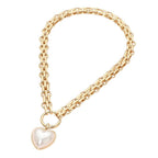 Pearl Heart Pendant Chunky Chain Necklace