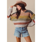 STRIPED MULTI COLOR CROP SWEATER