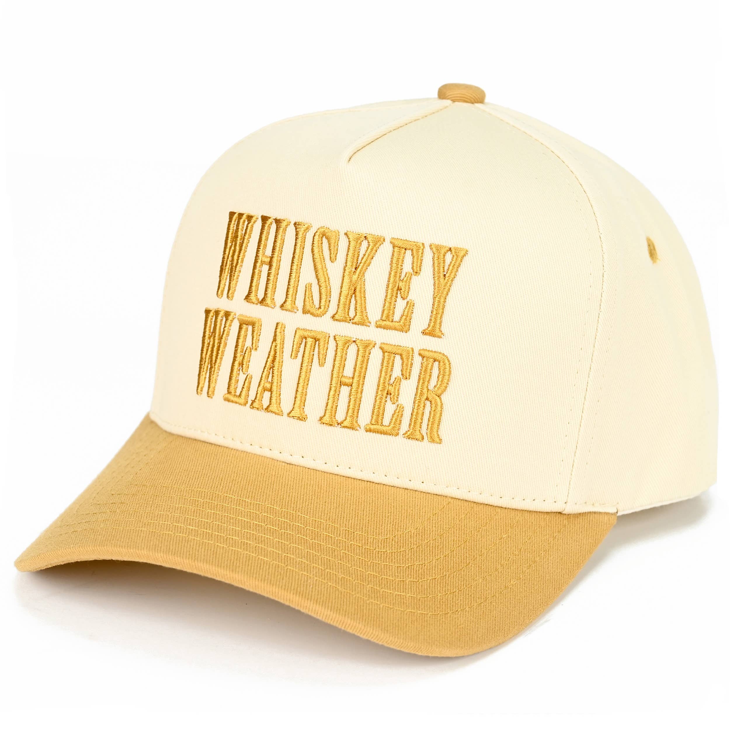 C.C WHISKEY WEATHER Embroidered Letter Two Tone Trucker Hat