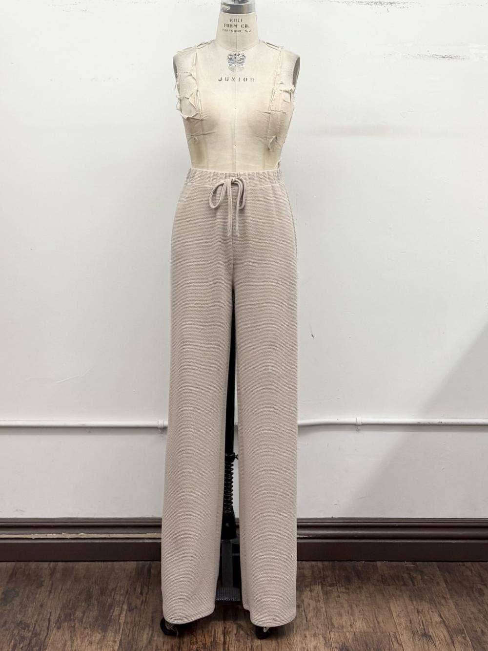 Textured Polo Lounge Top & Wide-Leg Pant Set