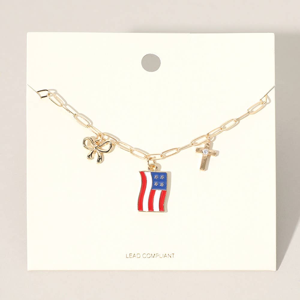 American USA Flag Necklace