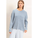 Mineral Wash Waffle Long Sleeve Top
