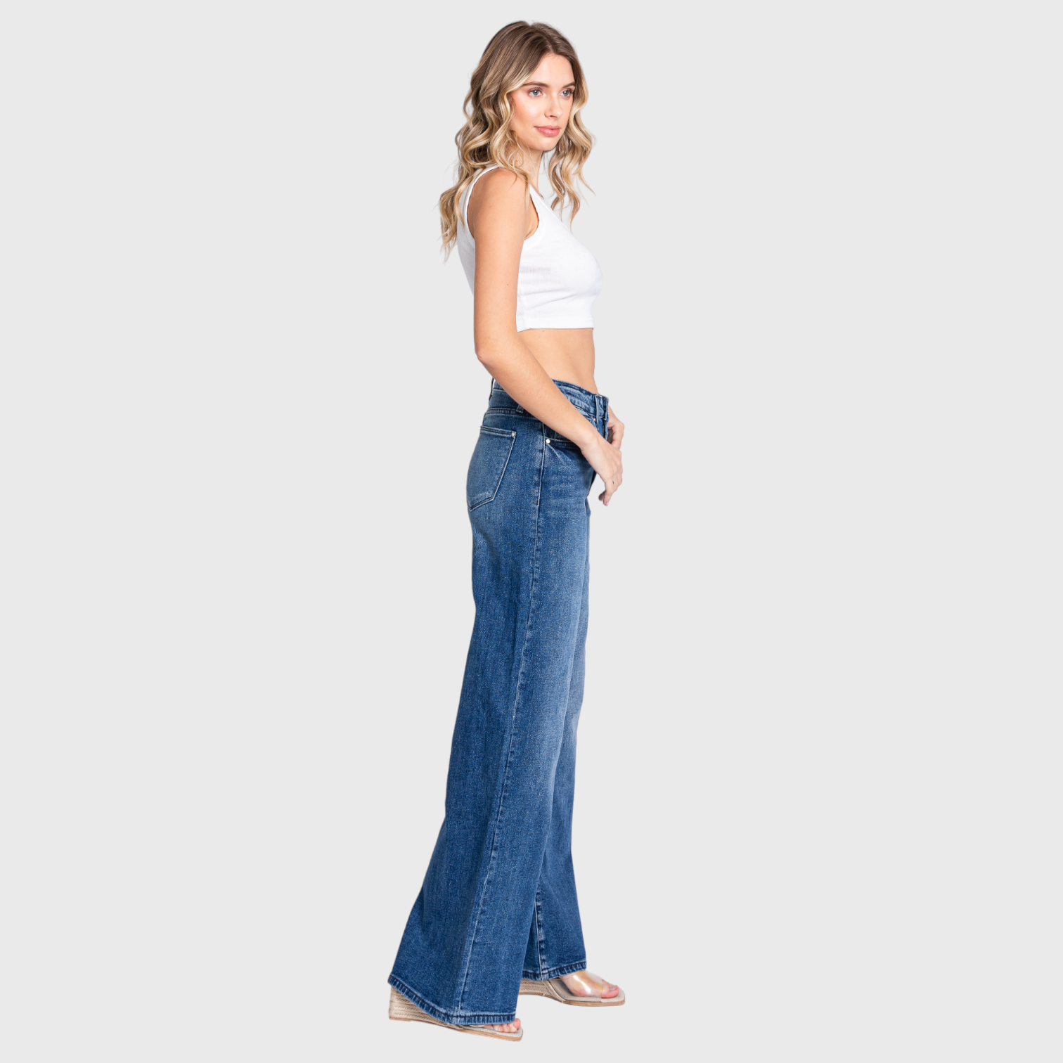 P1058W-DM HIGH RISE COMFORT STRETCH WIDE LEG JEANS