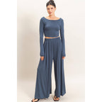 Long Sleeve Top & Wide Leg Pants Set