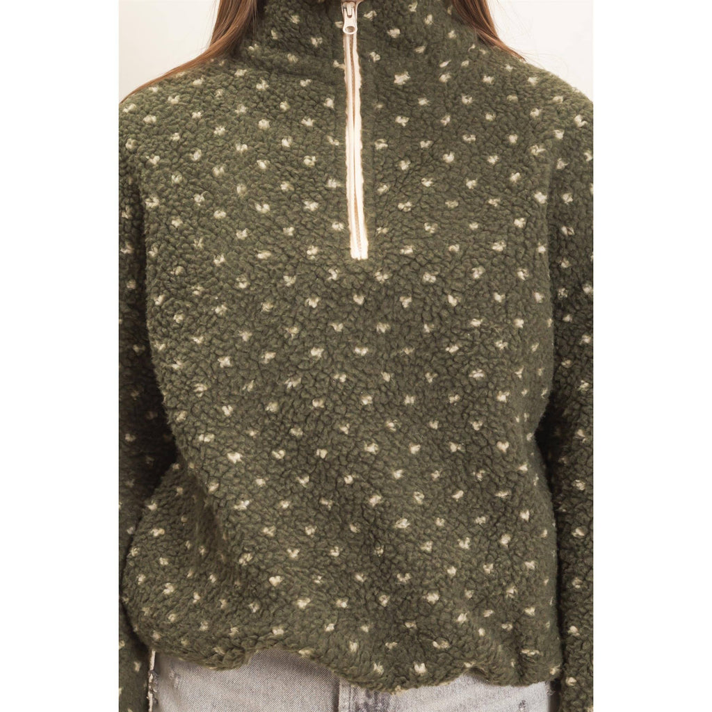Polka Dot Sherpa Half-Zip Pullover