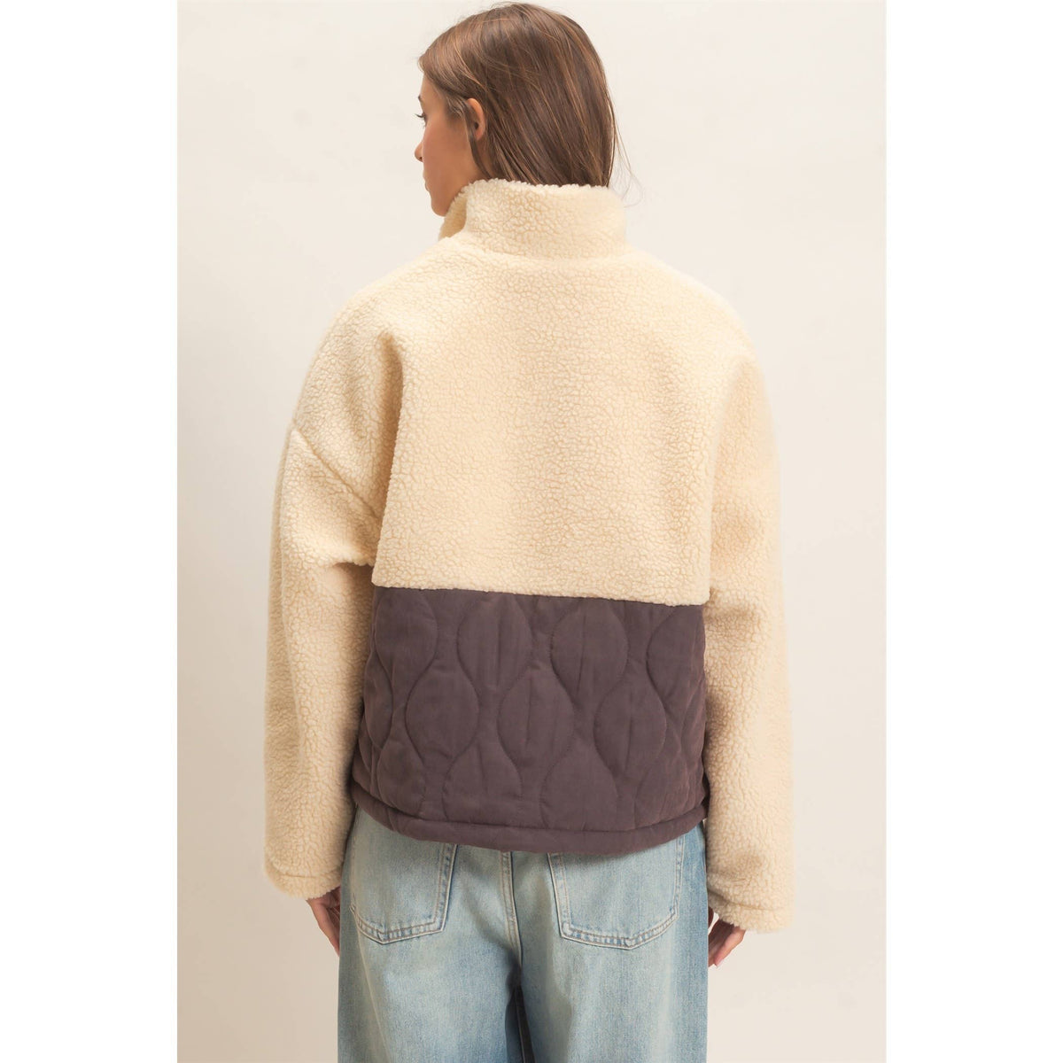 Quilted Sherpa Zip Up Jacket