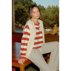 Striped Boat Neck Knit Sweater