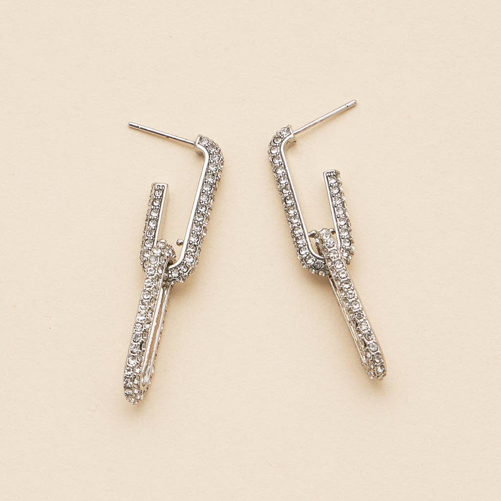 18k Gold Dipped Linked CZ Dangling Earrings | CZ Dangling Earrings