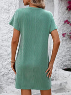 Summer Casual Short-Sleeve T-Shirt Dress with Pockets