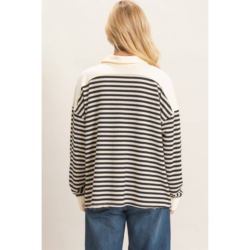 Striped Henley Sweatshirt