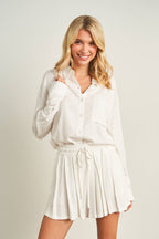 7891SET-Button-Down Shirt & Ruffle Shorts Set