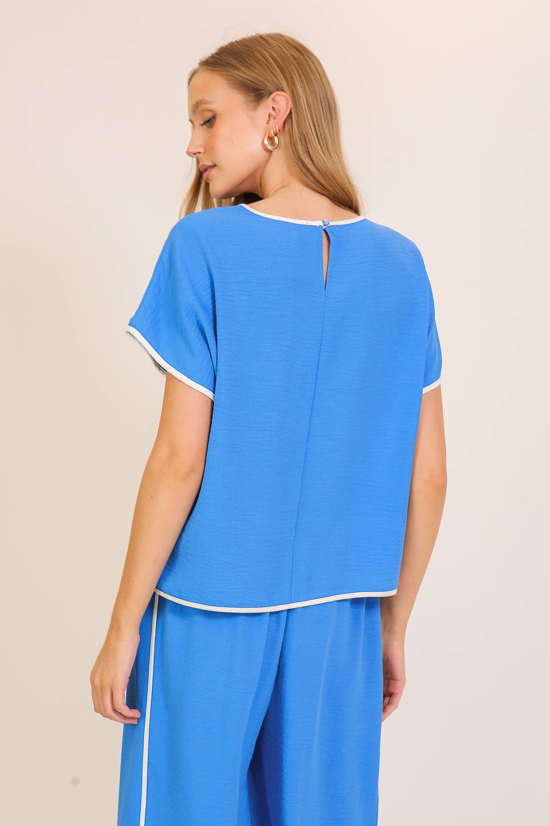 Contrast Trim Two-Piece Lounge Set