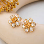 Crystal Glass Flower Statement Stud Earrings | 80E63055