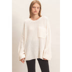 Ribbed Knit Patch Pocket Sweater