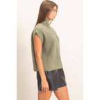 Sleeveless High Neck Sweater