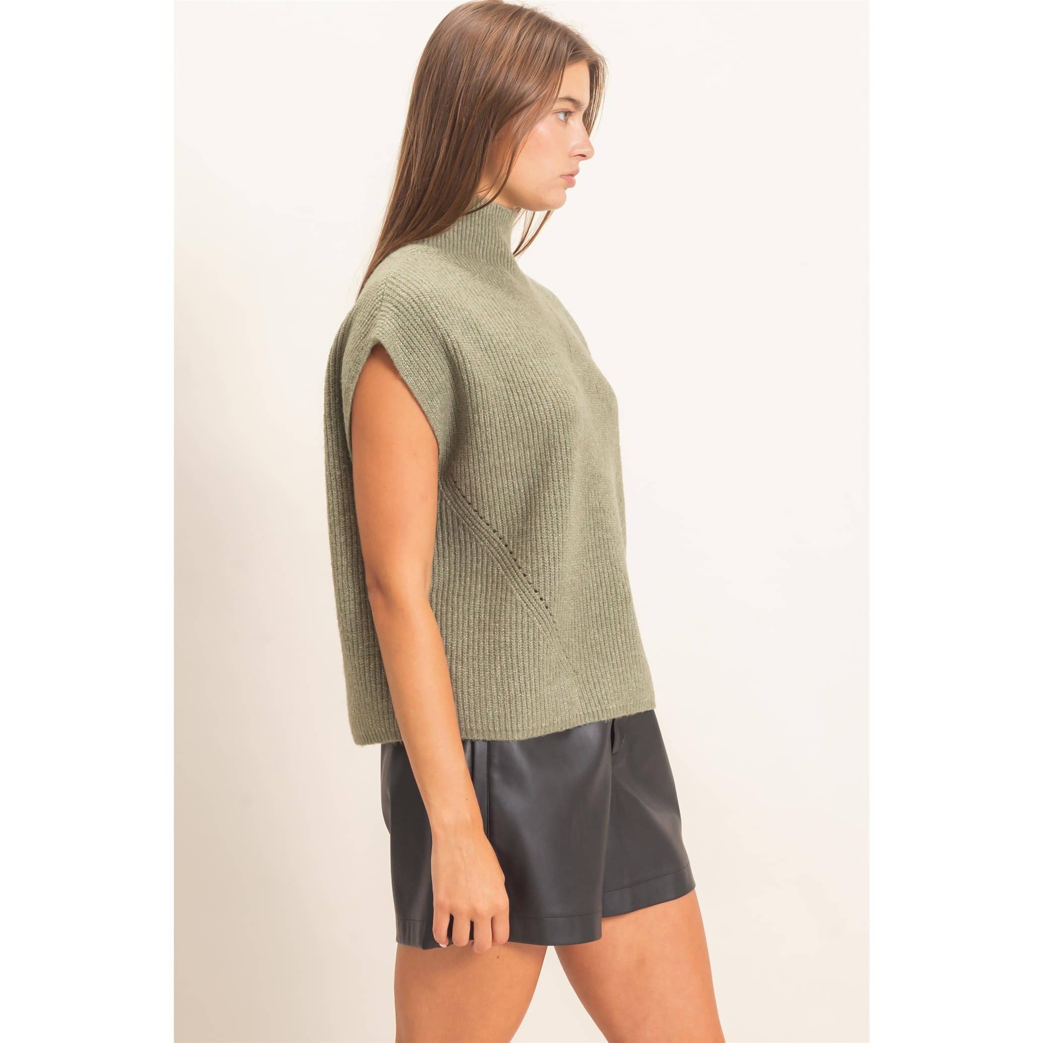 Sleeveless High Neck Sweater