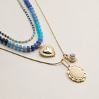 Layered Beaded and Pendant Necklace Set with Gold Accents | Heart and Charm Detail