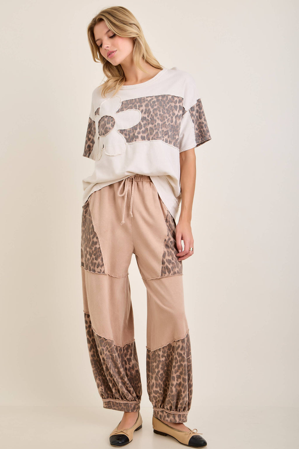 Mineral Washed Cheetah Leopard Balloon Lounge pants HP6948