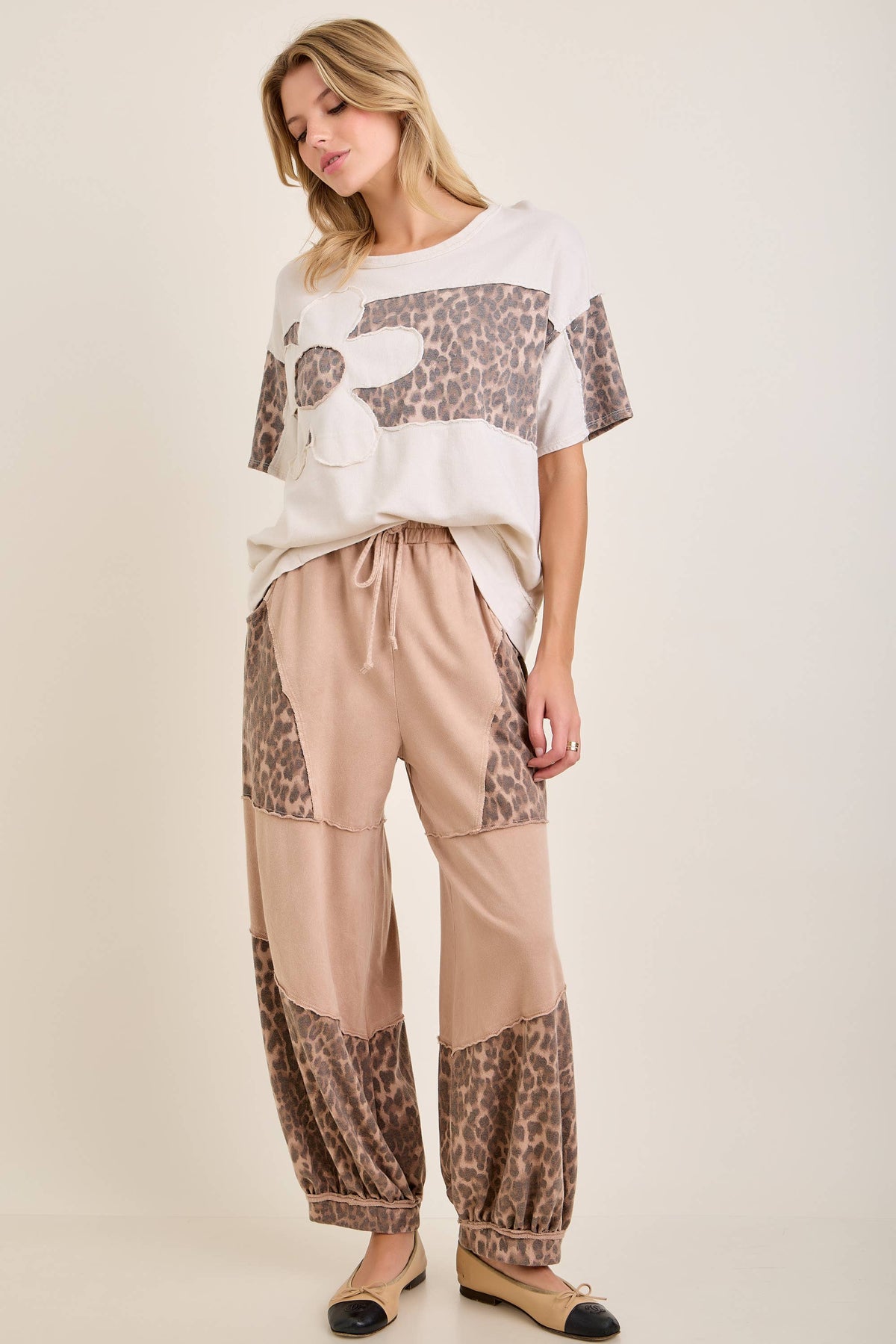 Mineral Washed Cheetah Leopard Balloon Lounge pants HP6948