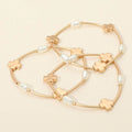 3PCS - Cross Charm Pearl Beaded Stretch Multi Layered Bracelets