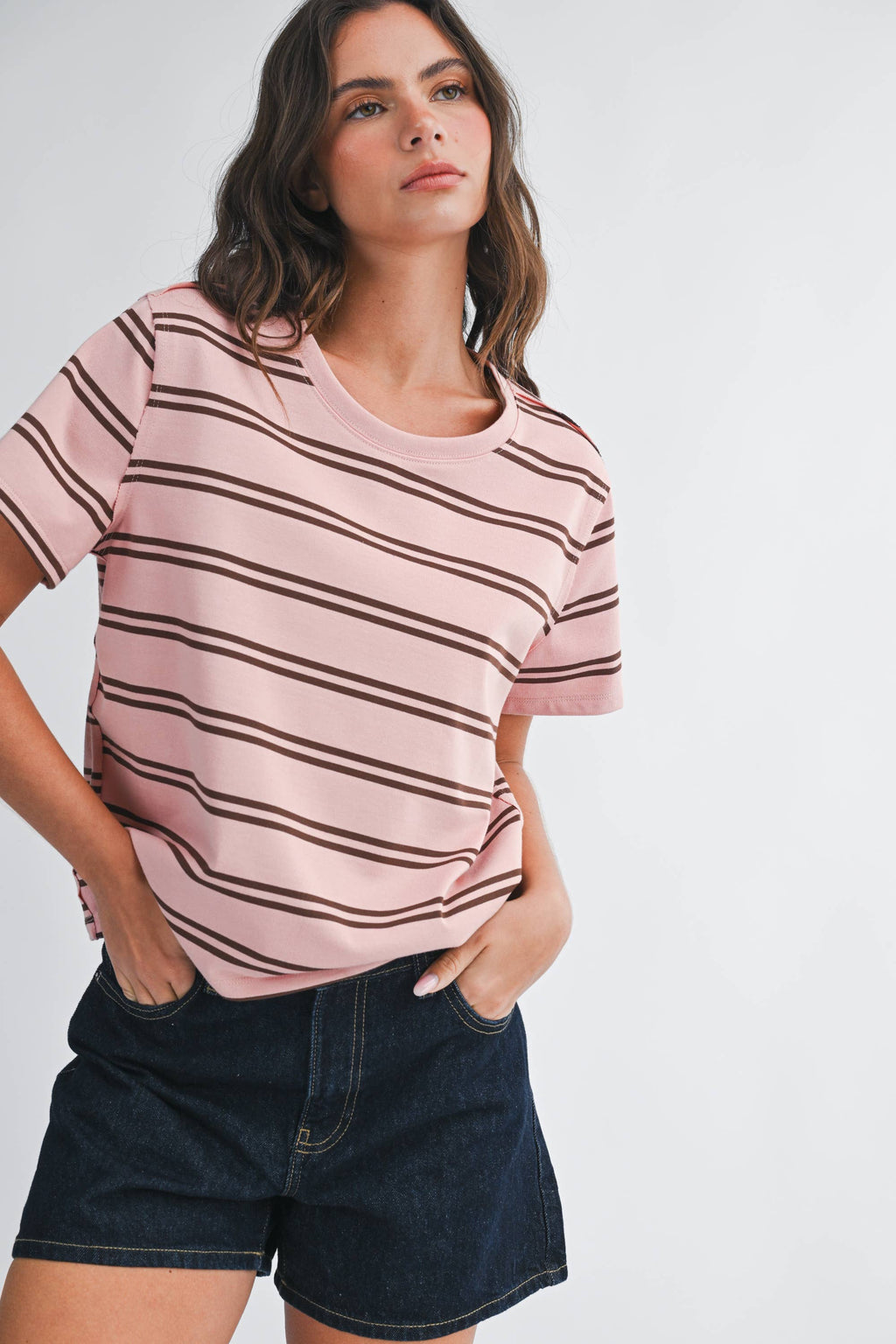 8510HN Striped Boxy Short Sleeve Tee