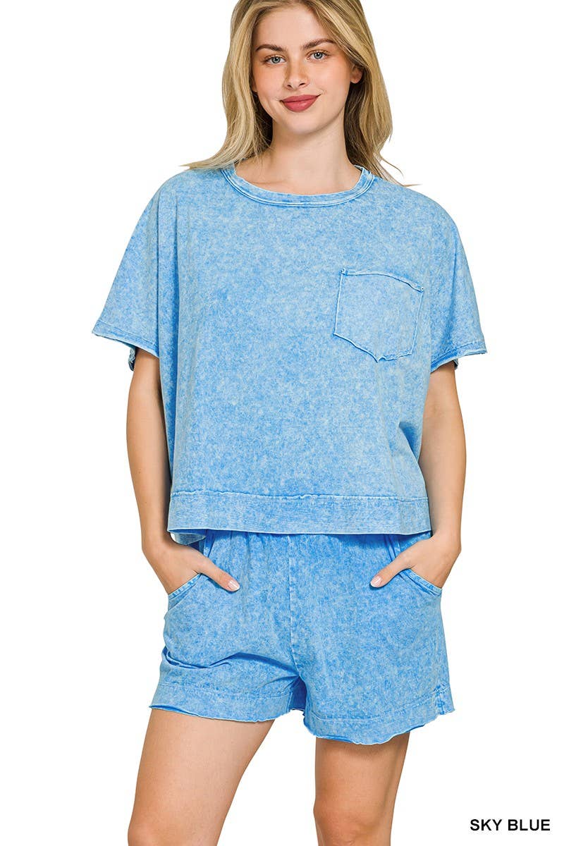 Halo Snow Washed Boxy Top N Shorts Set