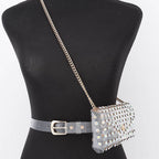 Rhinestone Clear Belt Bag W/Chain PB8633