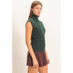 Sleeveless High Neck Knit Top