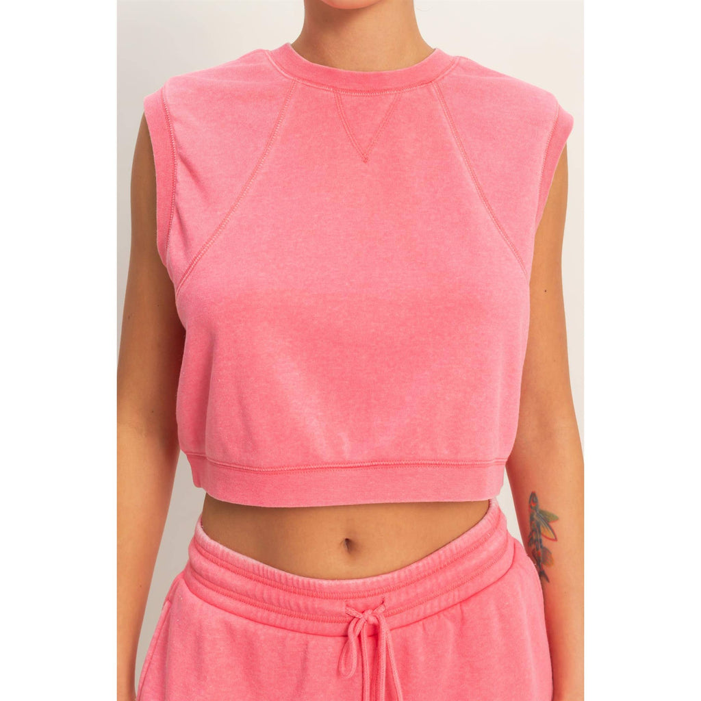 Burnout French Terry Sleeveless Top & Shorts Set