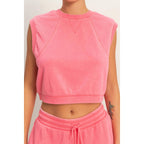 Burnout French Terry Sleeveless Top & Shorts Set