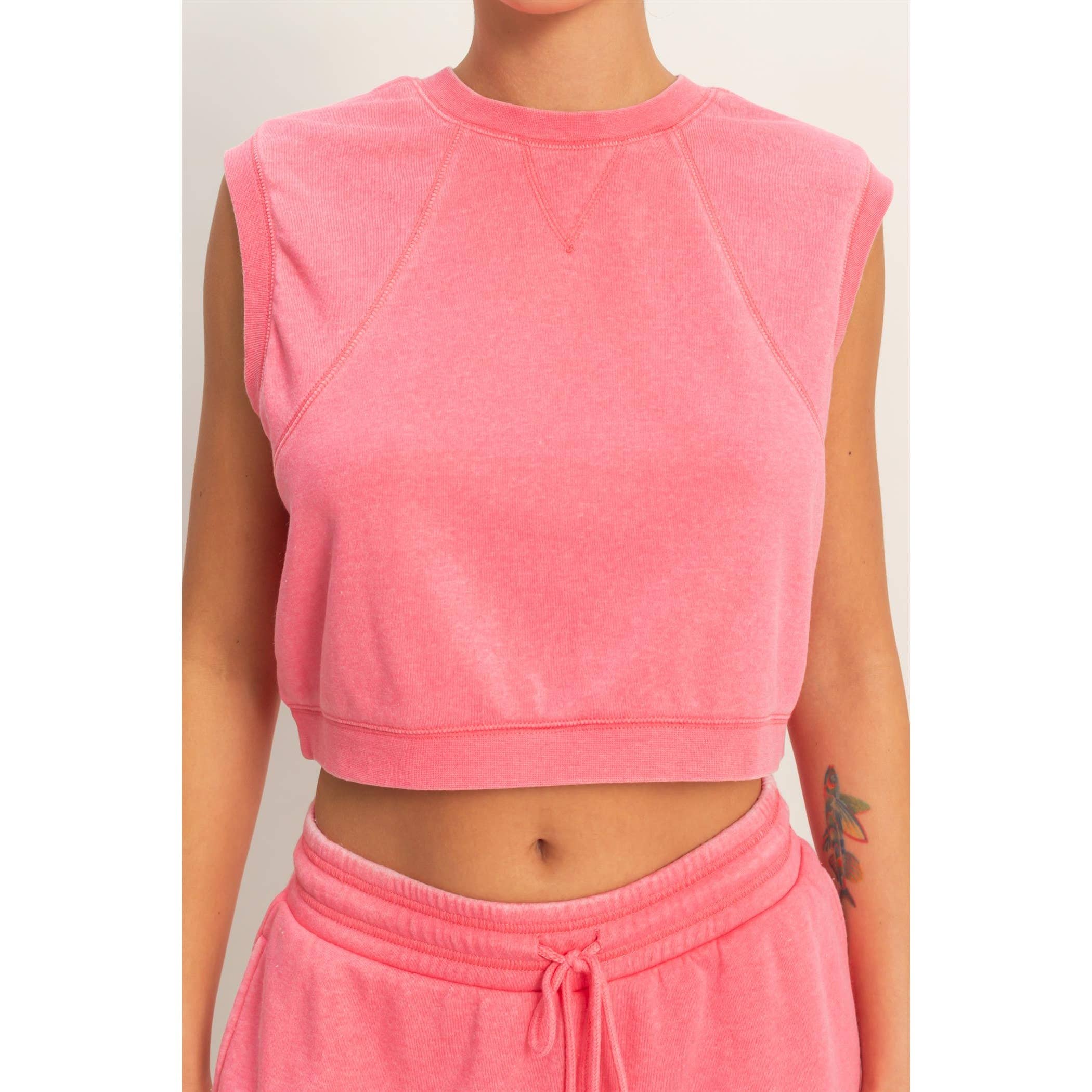 Burnout French Terry Sleeveless Top & Shorts Set