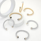 Stone Tip Twisted Rope Cuff Bracelet