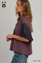 Polka Dot Bubble Sleeve Oversized Top