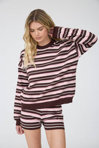 MULTI-COLOR STRIPE BOXY LONG SLEEVE KNIT TOP
