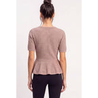 Ribbed Peplum Knit Top