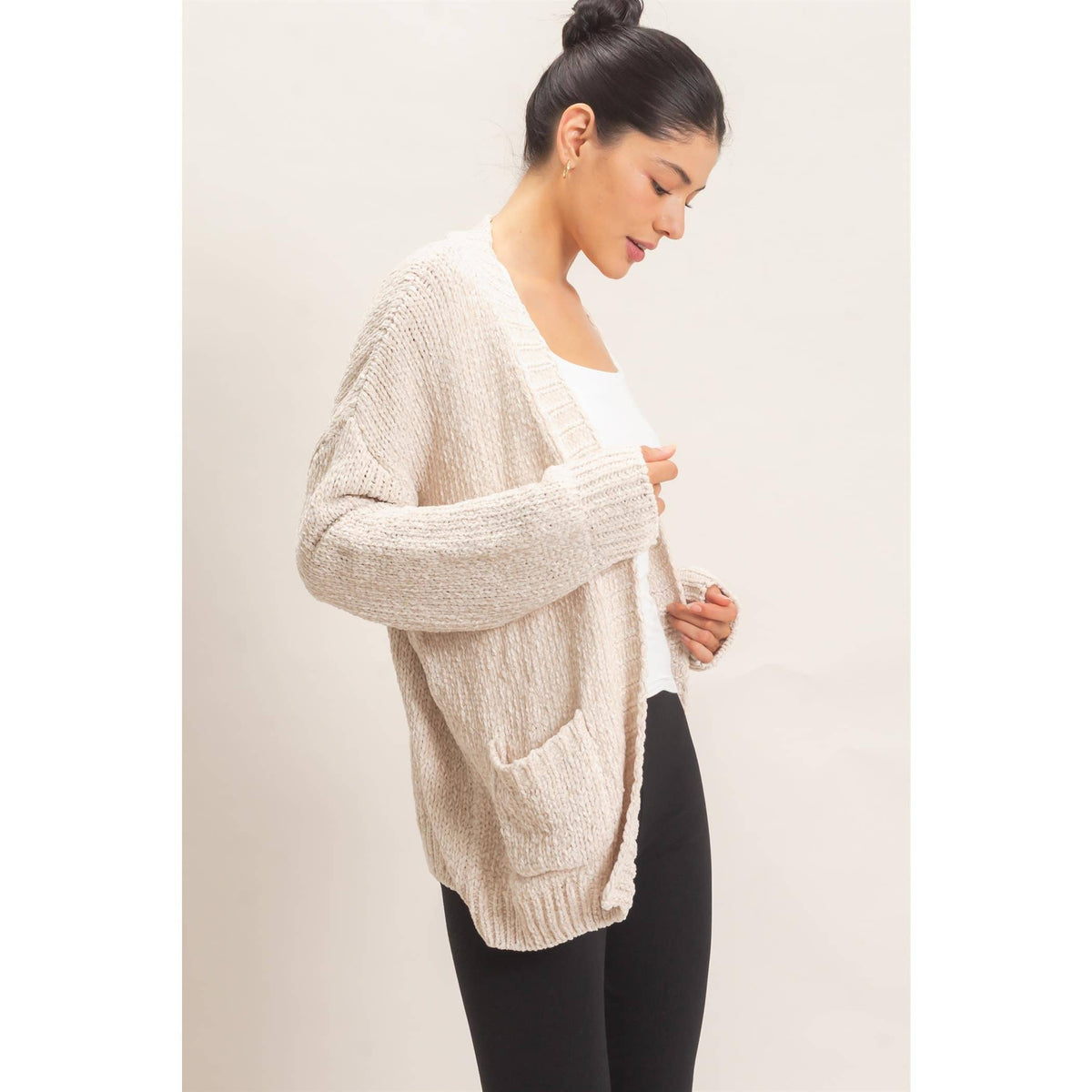 Patch Pocket Chenille Cardigan