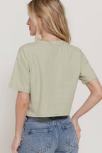 Short Sleeve Crew Neck Oversize Crop Cotton Knit Tee