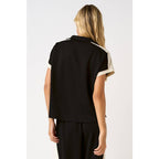 CLOUD KNIT CONTRAST STRIPE POLO SHORT SLEEVE TOP