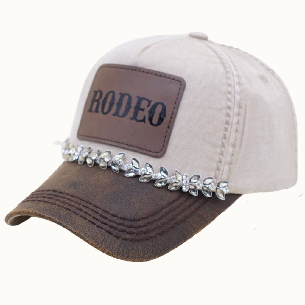 RODEO Two-Toned Dad Cap with Vegan Leather Bill +Leatherette