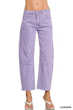 High Rise Barrel-leg Color Denim Pants