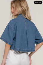 [PLUS SIZE] Short Sleeve Boxy Short Denim Jacket