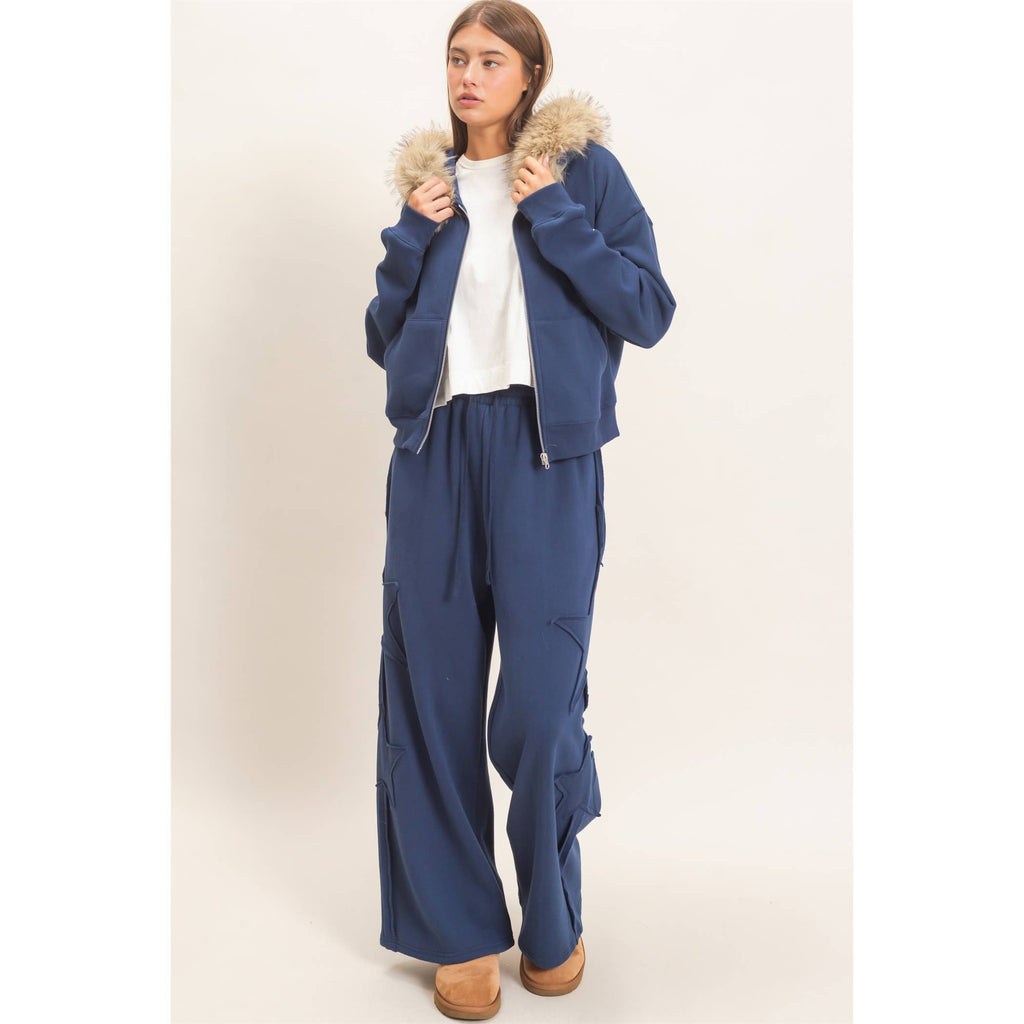 Detachable Fur Zip Up Hoodie
