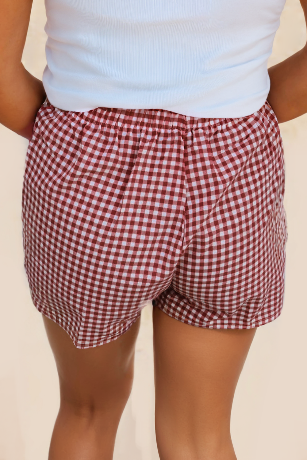 Stripe Plaid Printed High Waist Gingham Shorts
