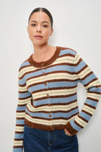 KAY STRIPED BUTTON UP CARIDGAN