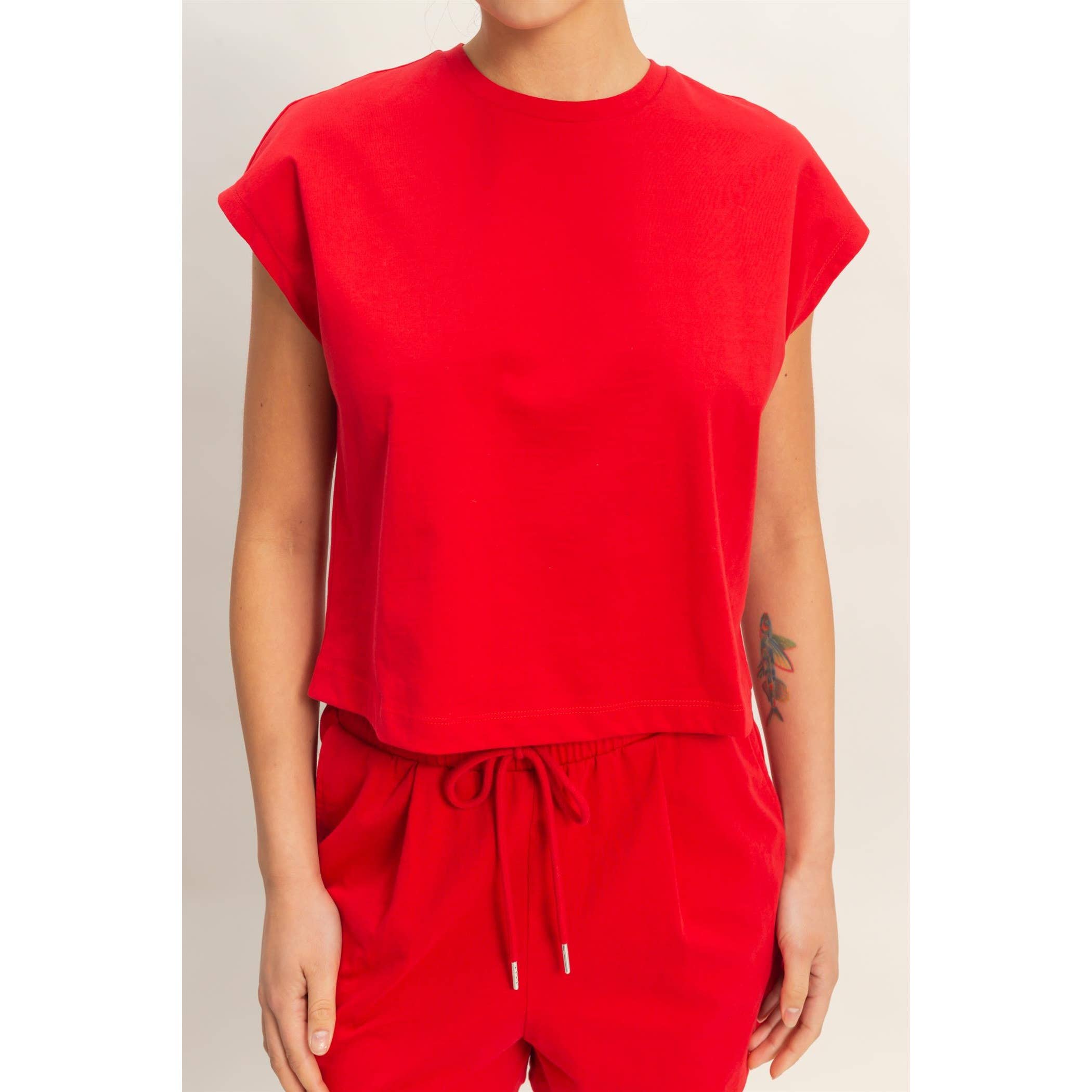 Cap Sleeve Boxy Top And Shorts Set